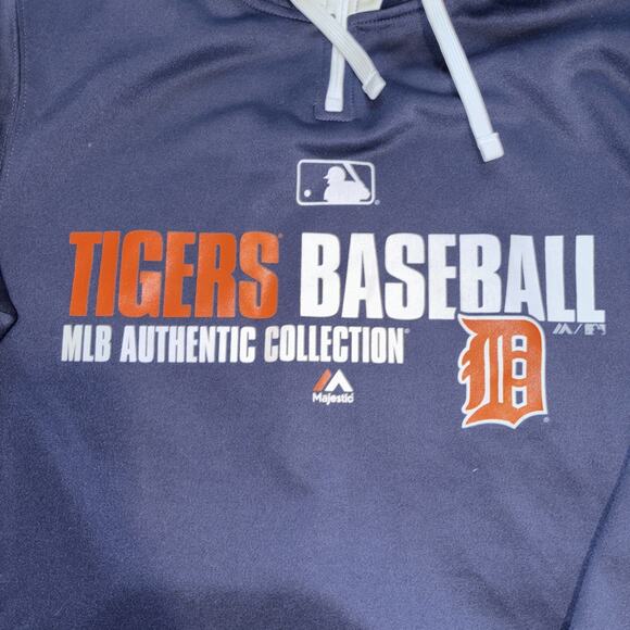 Majestic Detroit Tigers Authentic Collection Pullover Hoodie Medium 1/4 Zip - Picture 2 of 8
